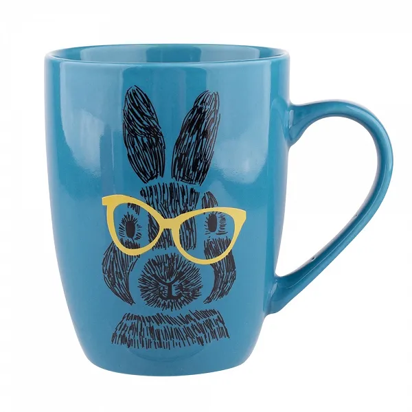 ALTOM DESIGN COLORFUL porcelanowy kubek baryłka 300 ml lazurowy zając
