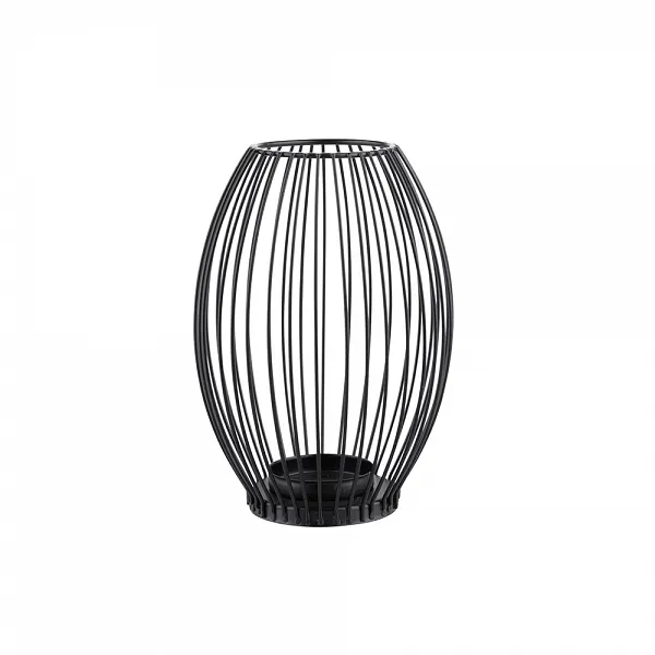 ALTOM DESIGN świecznik metalowy szprosowy 7x7x14,5 cm czarny