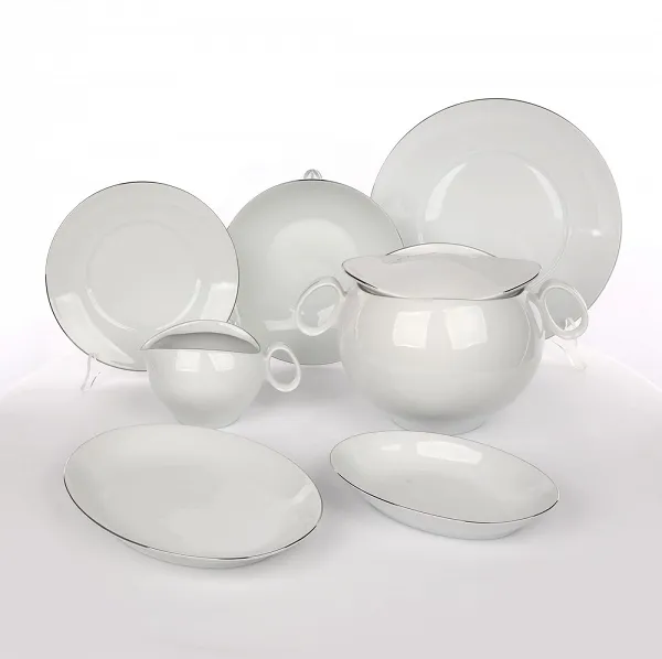 ĆMIELÓW QUEBEC PLATYNA komplet obiadowy na 12 osób porcelanowy 41 elementów