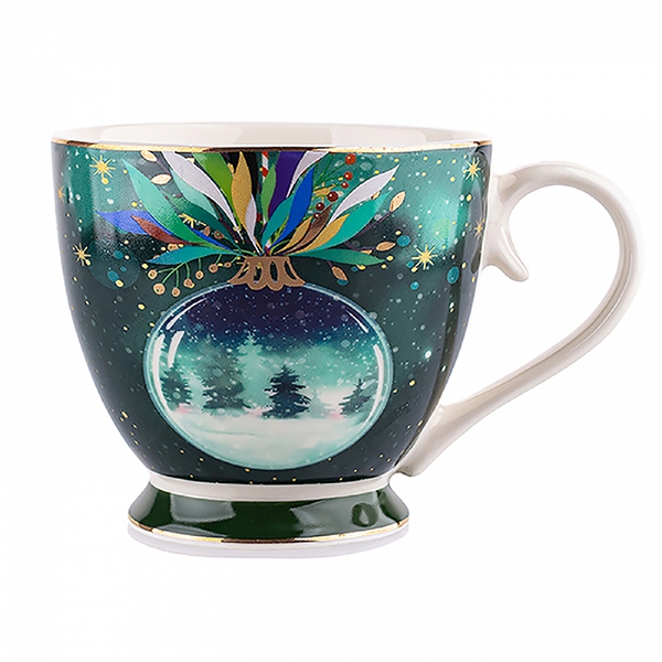 ALTOM DESIGN MYSTERY filiżanka do kawy i herbaty porcelanowa jumbo na stopce na święta Boże Narodzenie 350 ml