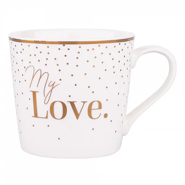 ALTOM DESIGN duży kubek do kawy i herbaty wysoki porcelanowy 350 ML DEK. MY LOVE