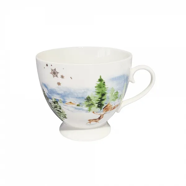 ALTOM DESIGN WHITE CHRISTMAS filiżanka jumbo na stopce 350 ml dek. jeleń
