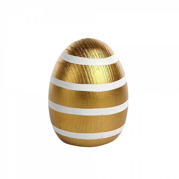 ALTOM DESIGN WIELKANOC figurka jajo złote 7,5x5,5x5,5cm dek. paski