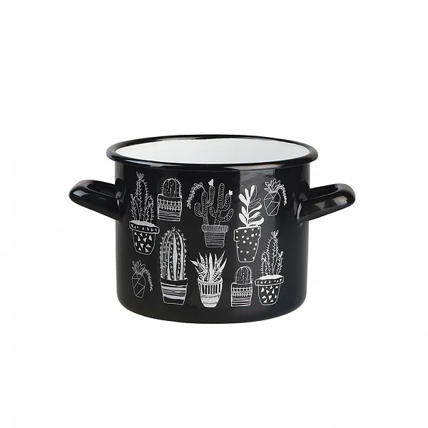 SILESIA RYBNIK CACTUS BLACK garnek emaliowany prosty 14x11cm 1,5L (indukcja/gaz)