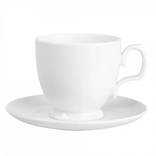 MARIAPAULA BIAŁA zestaw porcelanowy filiżanka cappuccino 350ml / spodek 17cm w opasce