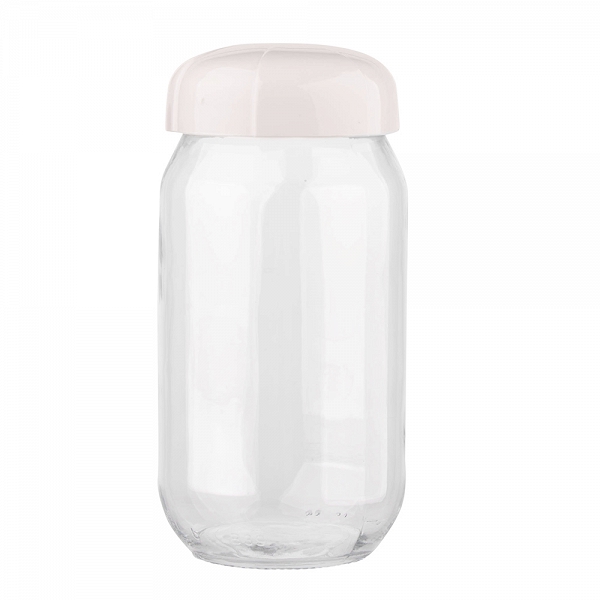 ALTOM DESIGN pojemnik szklany na produkty sypkie z plastikową pokrywką 1l krem