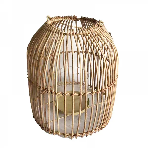 ALTOM DESIGN latarenka rattanowa / lampion z uchwytem 24x26,5 cm