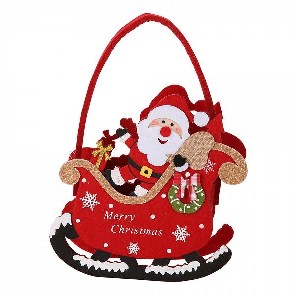 ALTOM DESIGN torebka świąteczna na prezent Mikołaj w saniach 17x8x18cm