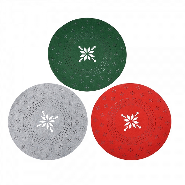 ALTOM DESIGN podkładka na stół / mata stołowa filcowa Boże Narodzenie okrągła 35cm dek. Scandic mix 3 kolorów