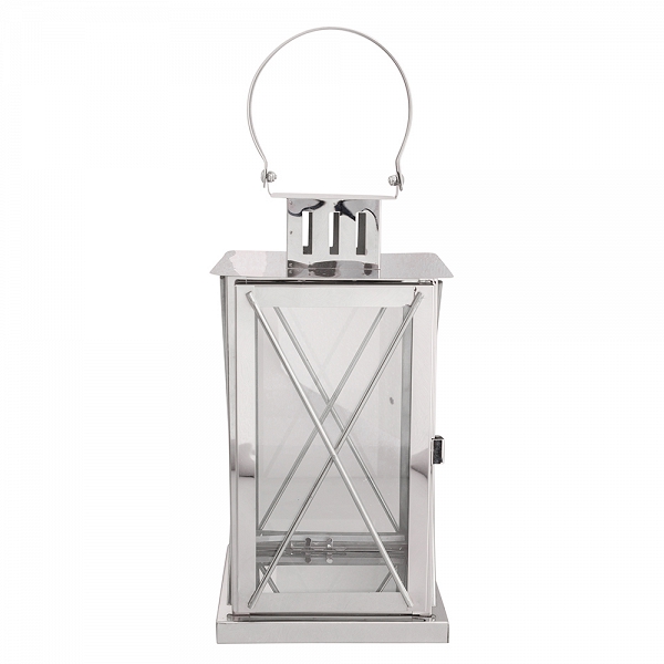 ALTOM DESIGN latarenka / lampion / latarnia metalowa z uchwytem srebrna 20x20x55 cm