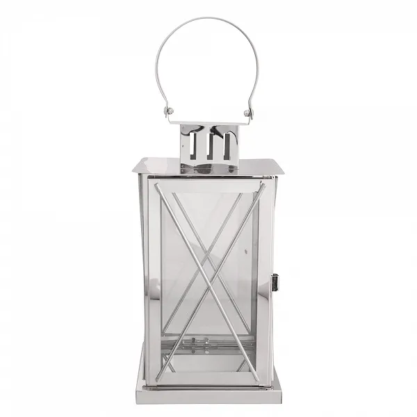 ALTOM DESIGN latarenka / lampion / latarnia metalowa z uchwytem srebrna 20x20x55 cm