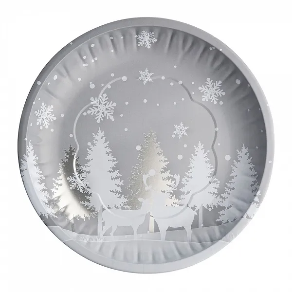 ALTOM DESIGN taca do serwowania świąteczna 26 cm DEK. SREBRNE CHOINKI