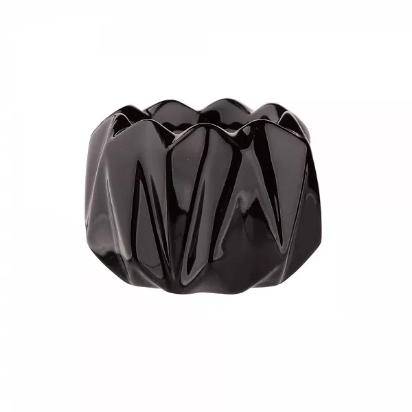 ALTOM DESIGN świecznik ozdobny porcelanowy na tealighty / podgrzewacze 7x7x5 cm czarny