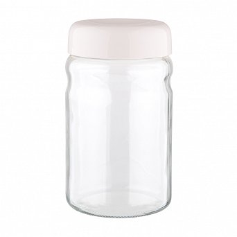 ALTOM DESIGN pojemnik szklany na produkty sypkie z plastikową pokrywką 1,4l krem