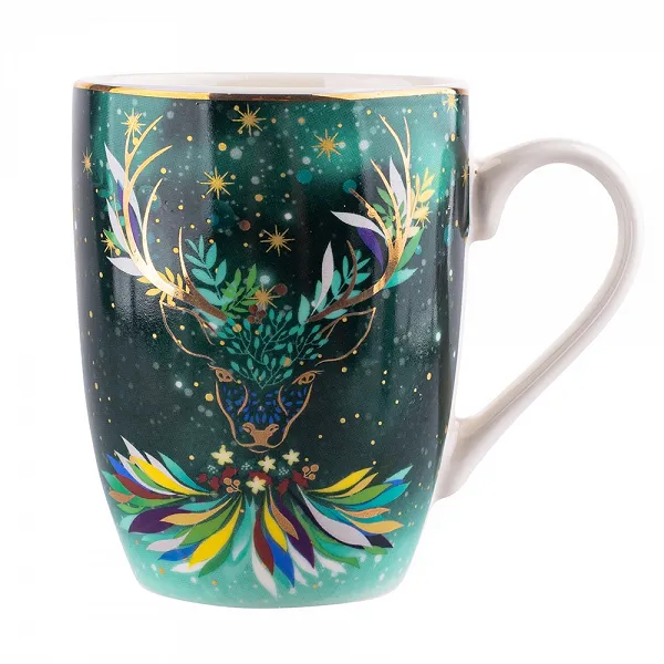 ALTOM DESIGN MYSTERY kubek do kawy i herbaty porcelanowy na święta Boże Narodzenie 300 ml DEK. RENIFER