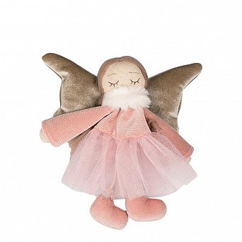 ALTOM DESIGN figurka świąteczna anioł z tiulem 16 cm różowy