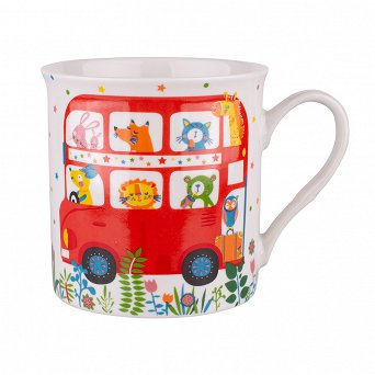 ALTOM DESIGN kubek dla dzieci do kawy i herbaty porcelanowy z wywiniętym rantem 250 ml DEK. LONDON BUS