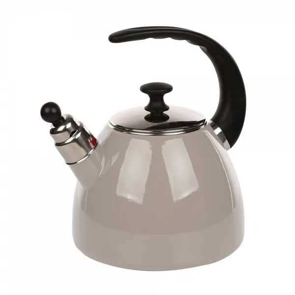 SILESIA RYBNIK Taupe czajnik emaliowany z gwizdkiem 2,5L (gaz/indukcja)