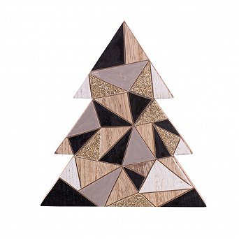 ALTOM DESIGN figurka drewniana Boże Narodzenie choinka geometryczne wzory 14x15,5x2 cm