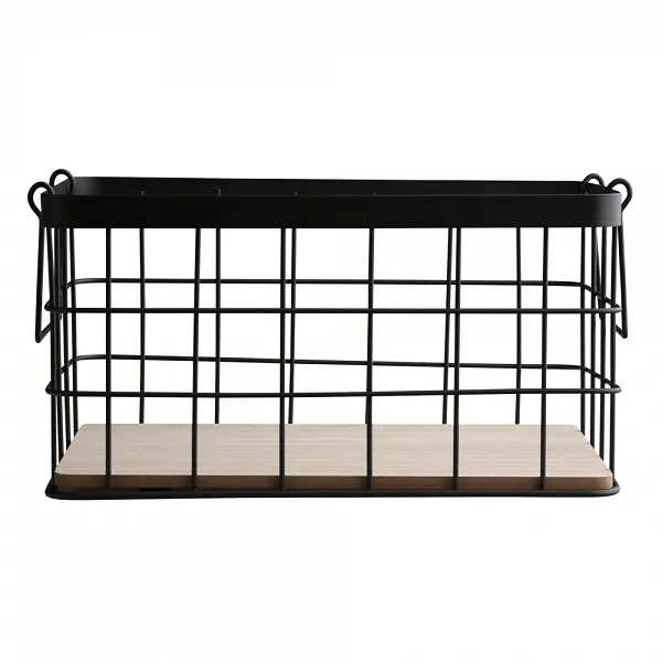 ALTOM DESIGN koszyk prostokątny z drewnianą podstawką 28,5x18x14cm