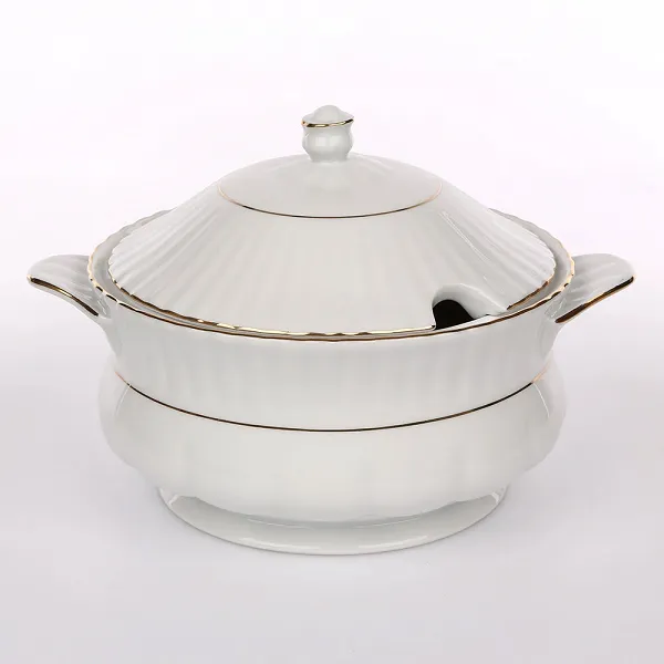 CHODZIEŻ IWONA ZŁOTY PASEK waza na zupę porcelanowa 2,5L