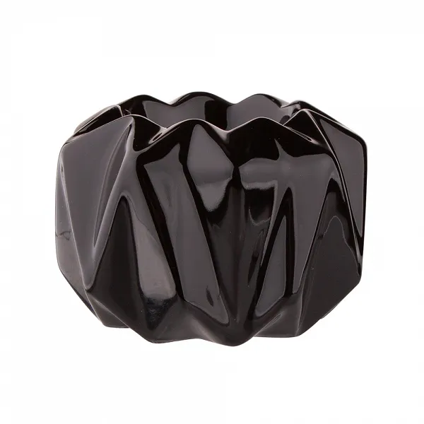 ALTOM DESIGN świecznik ozdobny porcelanowy na tealighty / podgrzewacze 9x9x6 cm czarny