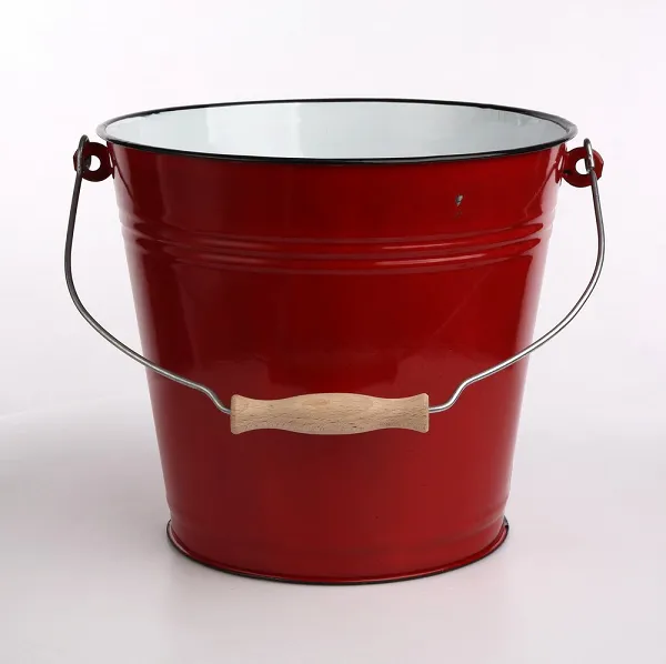 SILESIA RYBNIK wiadro stalowe emaliowane 10,90L ŚR.28CM WYS.25,50CM czerwone