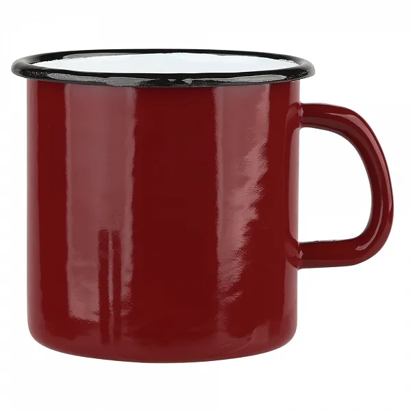 SILESIA RYBNIK kubek emaliowany z uchem 1,25L 12x11,5cm czerwień