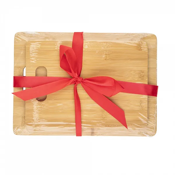 ALTOM DESIGN Komplet 2 desek bambusowych z kokardką 33X24X0,9 CM ; 28X20X0,9 CM
