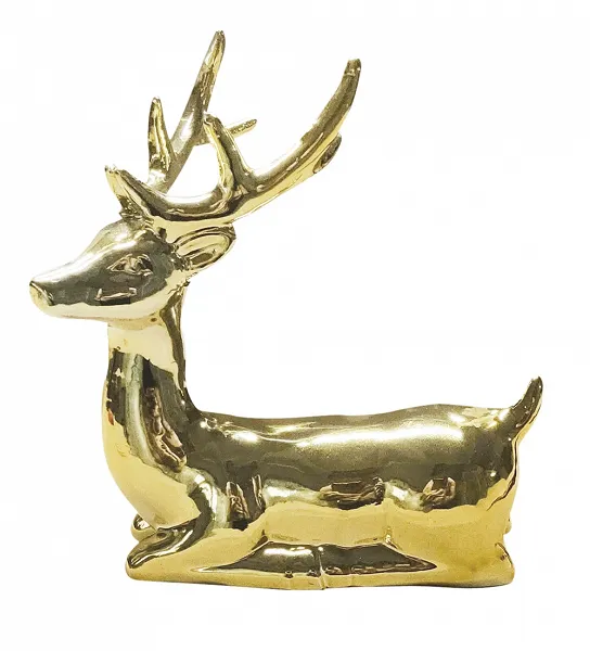 ALTOM DESIGN figurka na Boże Narodzenie ozdoba świąteczna porcelanowa ZŁOTY RENIFER 13,5x7,5x14 cm