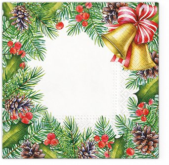 AKU komplet 20 serwetek papierowych na Boże Narodzenie 33x33cm, dek. stroik