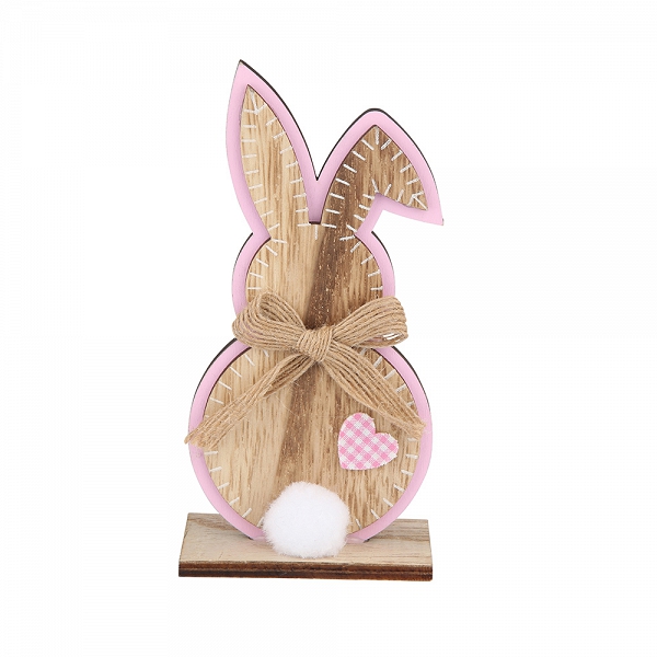 ALTOM DESIGN figurka drewniana ozdoba na Wielkanoc zając z serduszkiem 7x14 cm