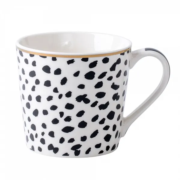 ALTOM DESIGN duży kubek do kawy i herbaty wysoki porcelanowy 350 ML DEK. MODERN BLACK III