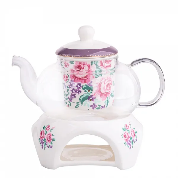ALTOM DESIGN CHARLOTTA czajnik / dzbanek szklany do herbaty 400 ml z porcelanowym zaparzaczem 