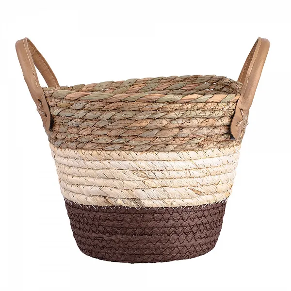 ALTOM DESIGN BOHO koszyk / osłona na donicę słomkowa pleciona 23x15x19 cm