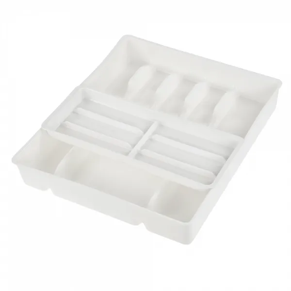 KEEEPER wkład na sztućce i przybory kuchenne do szuflady z przesuwną wkładką 13 częściowy42x38x7,5cm biały