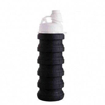ALTOM DESIGN butelka silikonowa składana 24x7x7 po złożeniu wys.13,5cm czarna