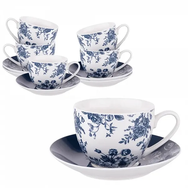 ALTOM DESIGN ELISABETH zestaw 6 sztuk filiżanek ze spodkiem do kawy i herbaty 200 ml