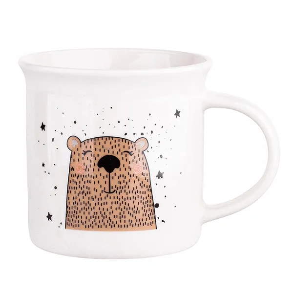 ALTOM DESIGN porcelanowy kubek prosty z wywiniętym rantem 225ml dek. niedźwiadek