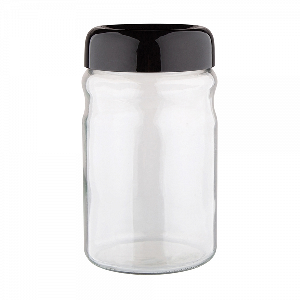 ALTOM DESIGN pojemnik szklany na produkty sypkie z plastikową pokrywką 1,4l czarny