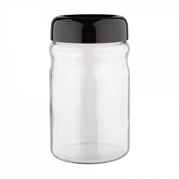 ALTOM DESIGN pojemnik szklany na produkty sypkie z plastikową pokrywką 1,4l czarny