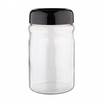 ALTOM DESIGN pojemnik szklany na produkty sypkie z plastikową pokrywką 1,4l czarny
