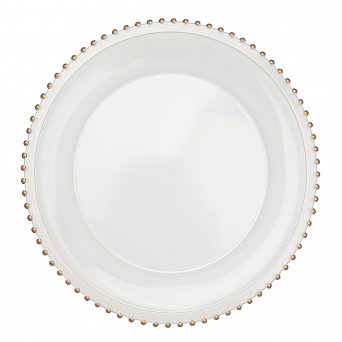 ALTOM DESIGN podkładka pod talerz okrągła 33 cm biała ze złotymi perłami