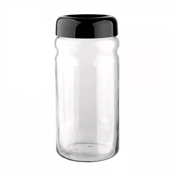 ALTOM DESIGN pojemnik szklany na produkty sypkie z plastikową pokrywką 1,8l czarny