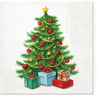 AKU komplet 20 serwetek papierowych na Boże Narodzenie 33x33cm, dek. choinka