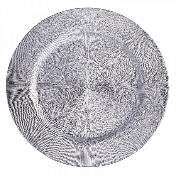 ALTOM DESIGN podkładka pod talerz na stół srebrna karbowana śr. 33 cm