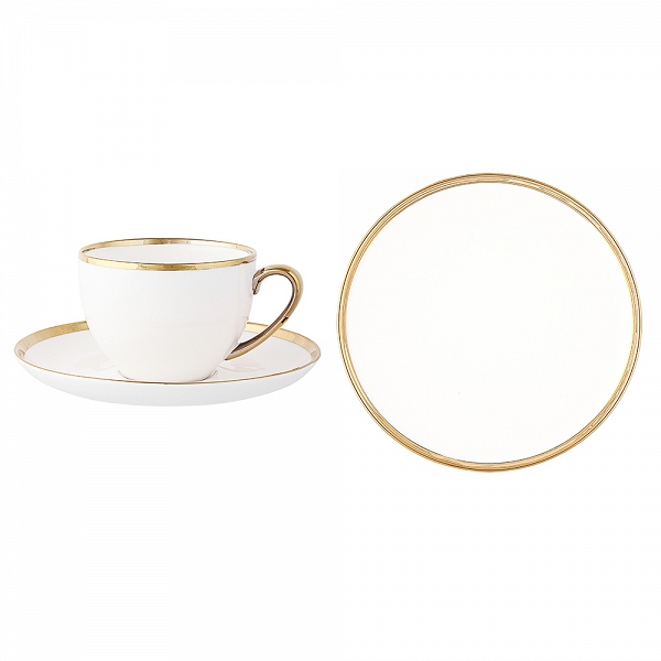 Altom Design Paradise filiżanka do kawy i herbaty porcelanowa ze spodkiem i talerzykiem deserowym 200ml opakowanie na prezent