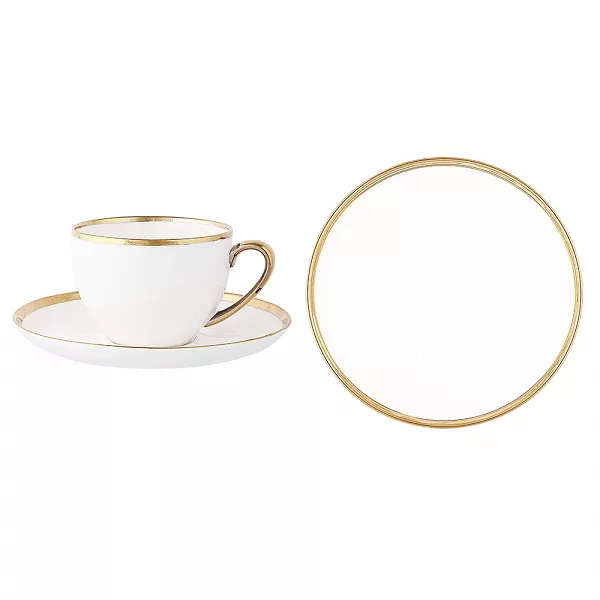 Altom Design Paradise filiżanka do kawy i herbaty porcelanowa ze spodkiem i talerzykiem deserowym 200ml opakowanie na prezent
