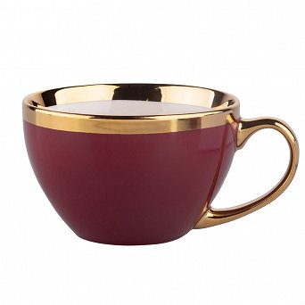 ALTOM DESIGN AURORA GOLD duża filiżanka porcelanowa do kawy i herbaty jumbo 400 ml BORDOWA
