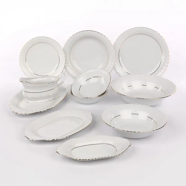 CHODZIEŻ IWONA ZŁOTY PASEK zestaw obiadowy porcelanowy na 12 osób 